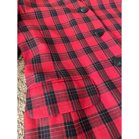 Vintage Red SWEETBRIAR tartan plaid blazer SZ 10 80s / 90s - Picture 6 of 8